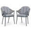 Ensemble de conversation d'extérieur en corde tissée 2 pièces, aluminium, gris-1075453612