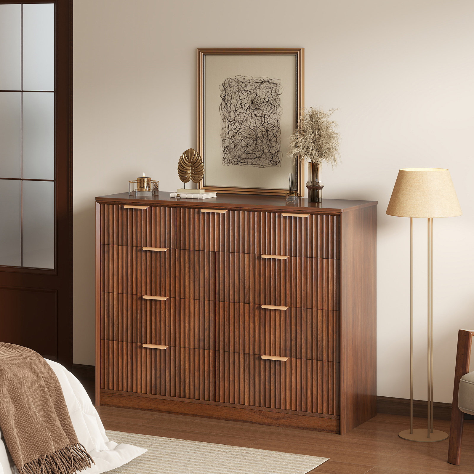 Winston Porter Bedroom Dresser, 9 Drawer Tall Dresser for Bedroom, Living Room, 36.6'' H X47.3'' W X 15'' D, Nature | Wayfair