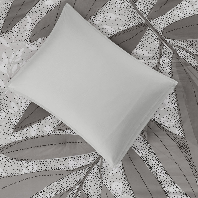 Édredon gris double / grand en coton botanique de 3, rembourrage et 2 taies décoratives, en coton, avec étiquette, lavable à la machine pour un entretien facile