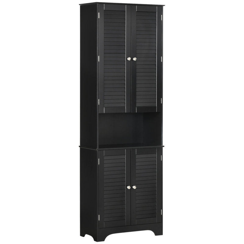 Tall Narrow Bathroom Storage Cabinet With Doors And Shelf Adjustability, Freestanding Bathroom Linen Cabinet With 2 Cabinets And Countertop, Bathroom Floor Cabinet