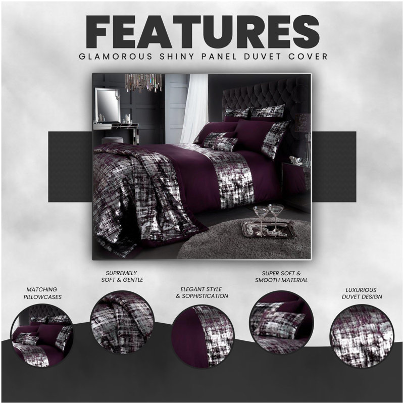 Polyester Solid Colour Duvet Cover with Pillowcases, Kingsize Duvet Cover + 2 Standard Pillowcase, Purple