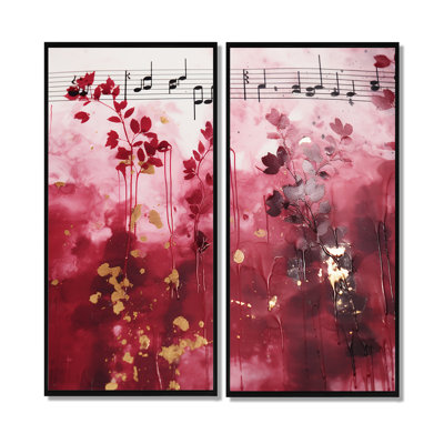 Extravagance de notes de musique roses - grandes impressions sur toile 2 pièces