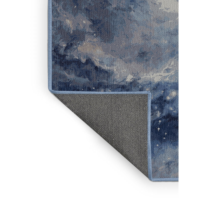 Tapis bleu lavable à la machine, Rectangle de 5 pi x 8 pi