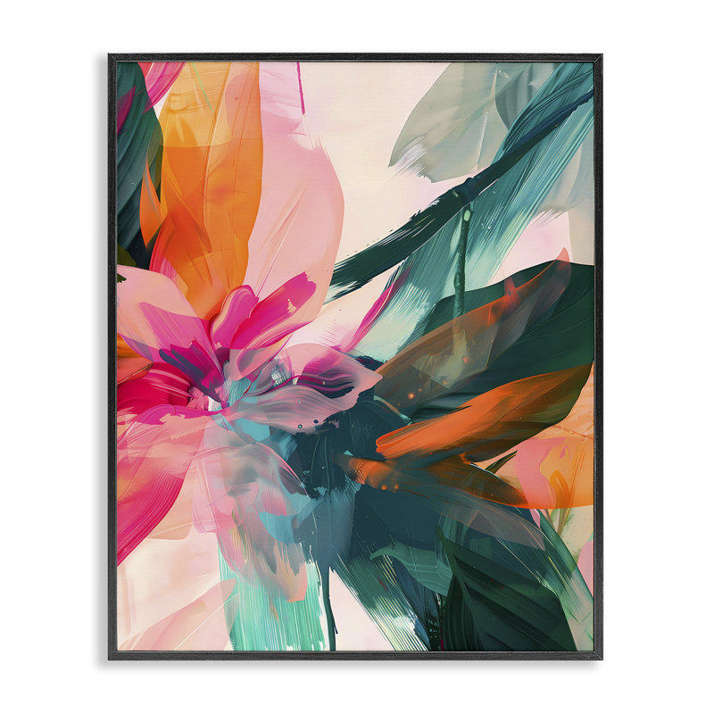  Giclée sur toile à rayures abstraites et opaques par Walker Noble, H 14 po x l 11 po, Giclée encadrée noir minuit