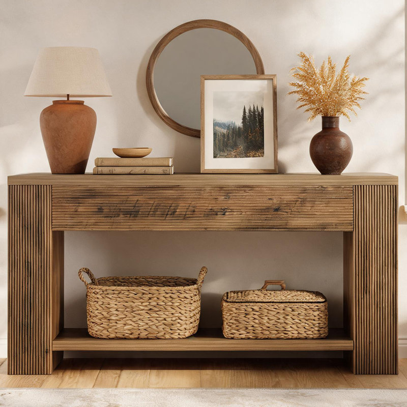 Console en bois manufacturé de 70,87 po de largeur, Marron foncé