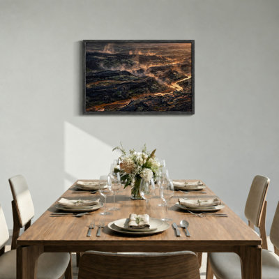 Volcanic Lava Rock Field With Green Moss And Rising Steam Canvas Wall Art