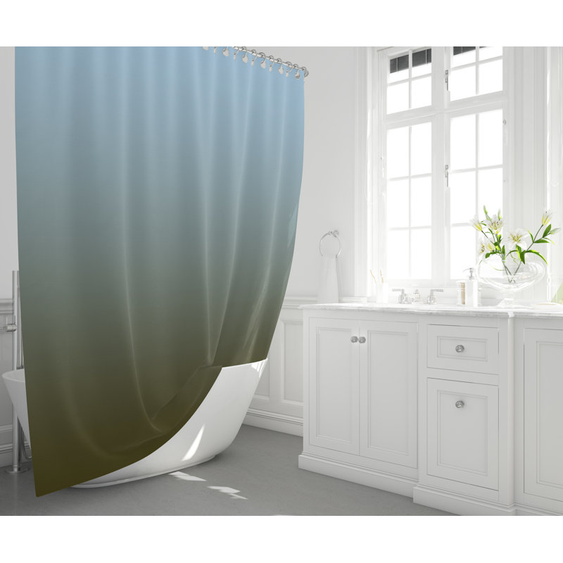 Rideau de douche simple Ombre, H 72 po x l 70 po, Bleu / olive