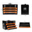 Boîte à outils 20 po à 3 tiroirs en acier - 4 couches de rangement, loquets en métal, plateau supérieur et poignée (noir et orange)