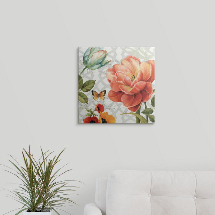 « iii on gray » par lisa audit, reproduction d’art Floral Story, H 35 po x l 35 po x P 1,5 po, Toile