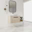 Meuble-lavabo flottant de conception moderne avec lavabo d'art en céramique, dalle de pierre plate blanche et petites tablettes de rangement, porte à fermeture douce, ensemble KD