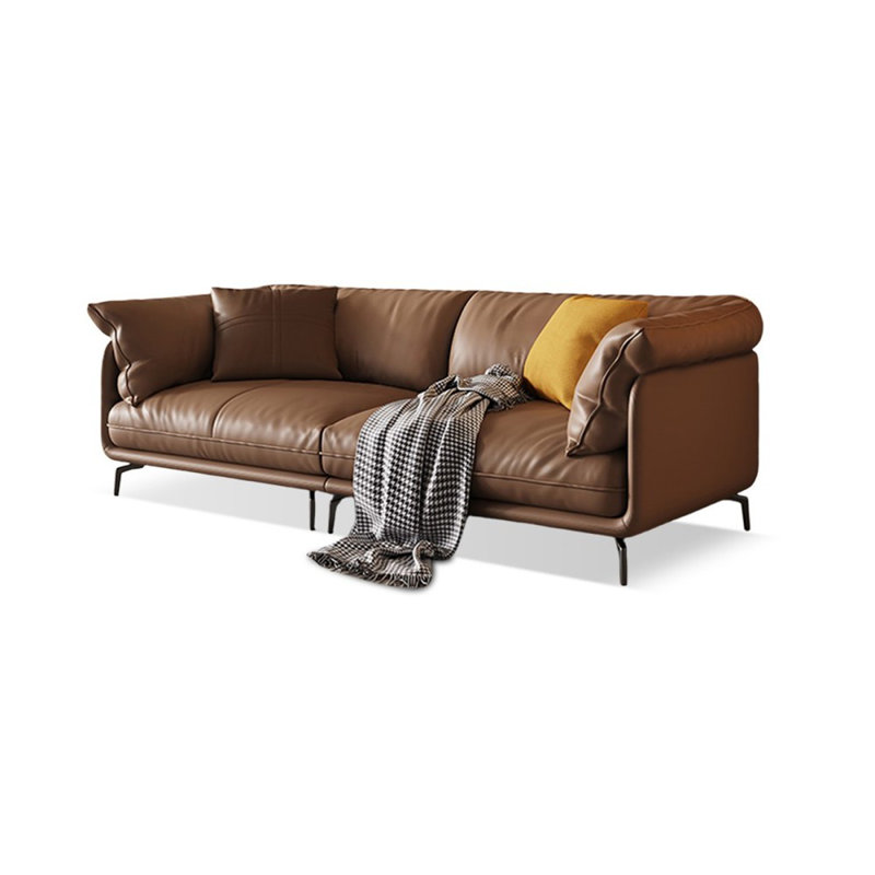 Causeuse modulaire en cuir véritable Coffee Coffee, 35,04 po H x 86,61 po L x 35,43 po D, 2, Café