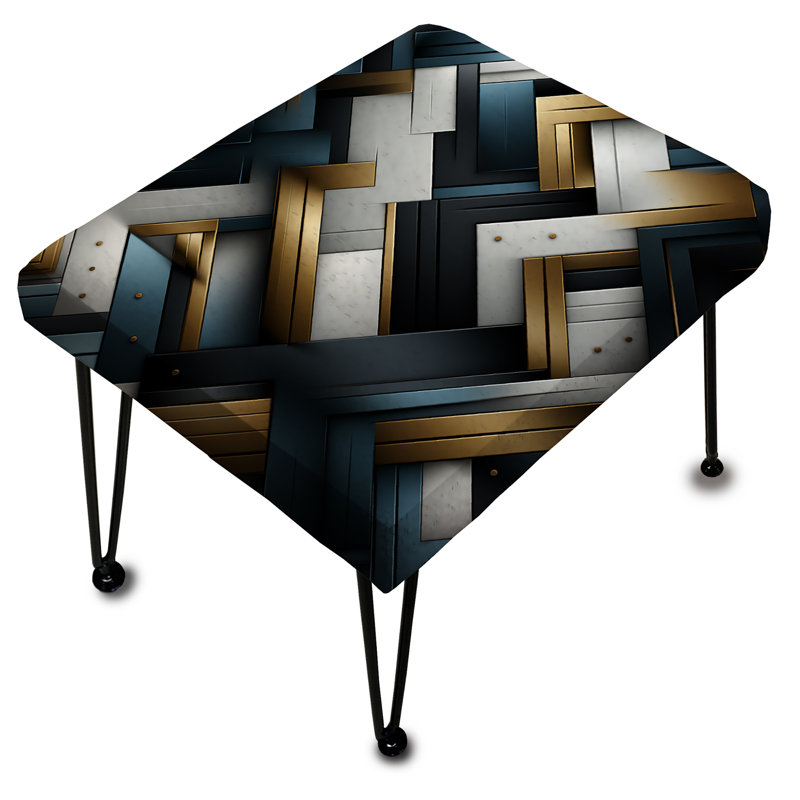 Black And Gold Marble Mosaic Dimensions - Geometric Rectangle Ottoman