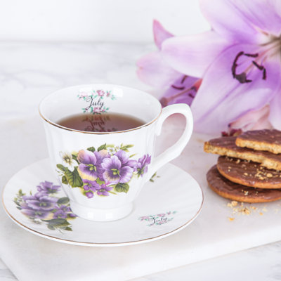 Flowers Of The Month Bone China Teacup and Saucer