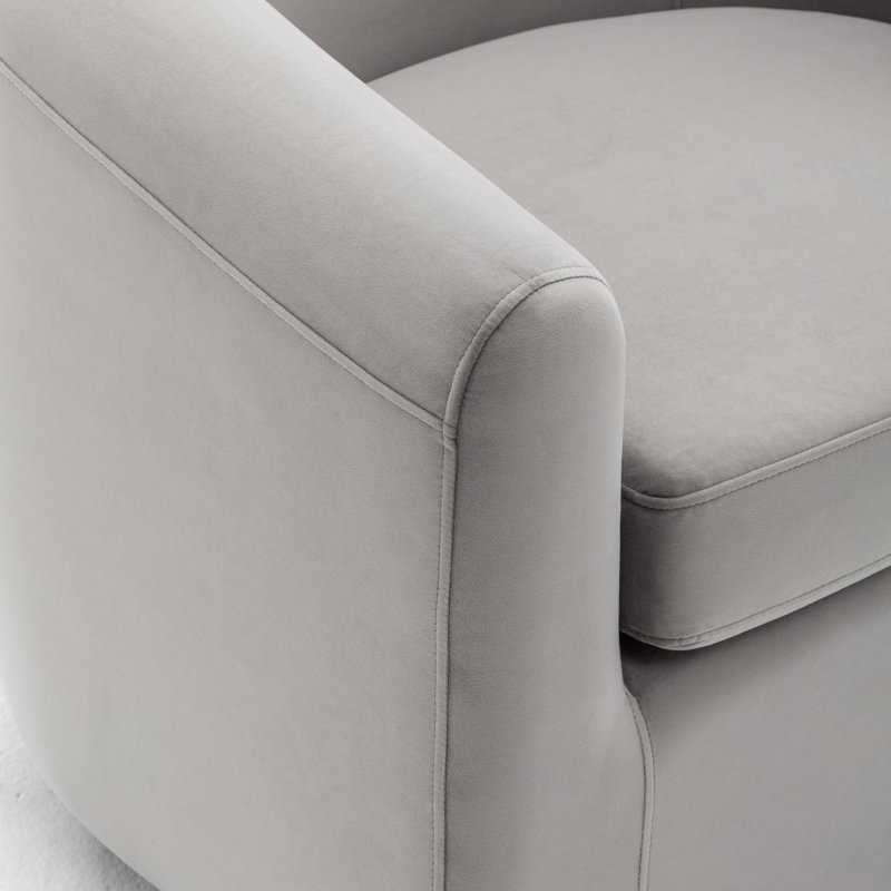 Richard  Upholstered Velvet Swivel Barrel Chair, Gray