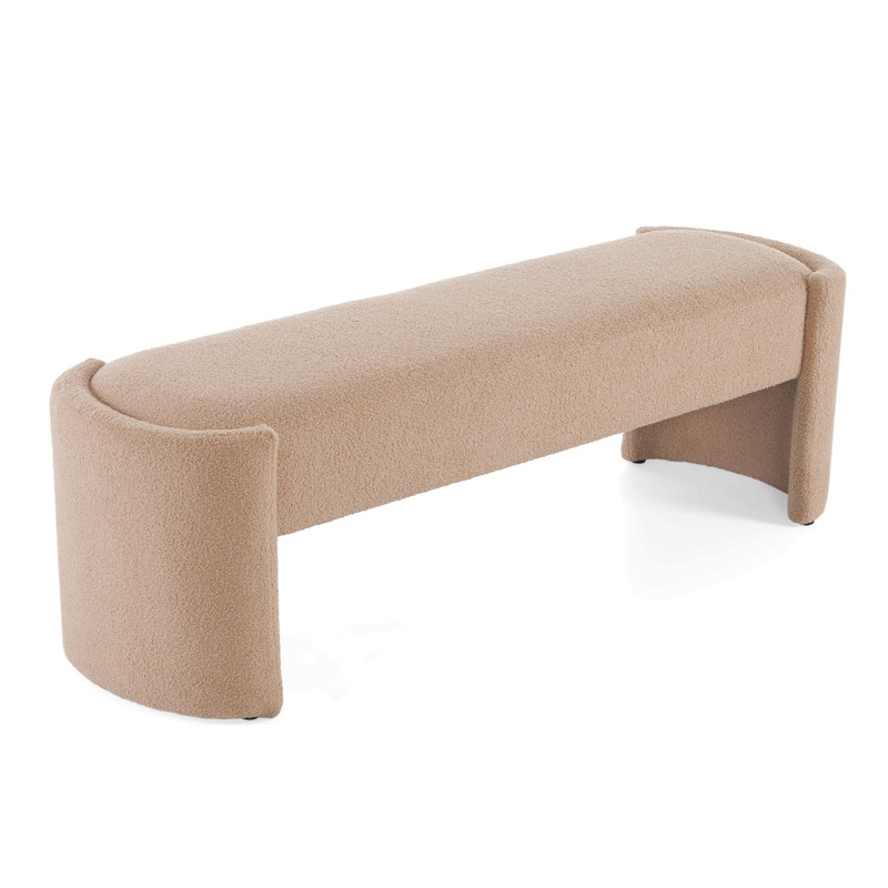 Elegant and simple long-shaped ottoman bench, minimalist design for living room or bedroom, beige