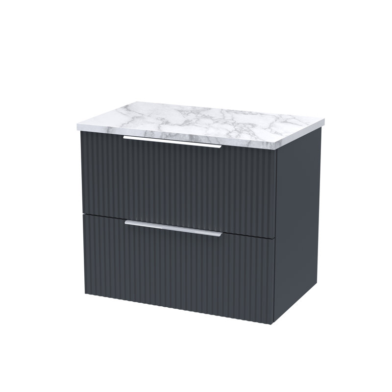 Fluted 60.5cm Single Bathroom Vanity Base Only, Soft Black