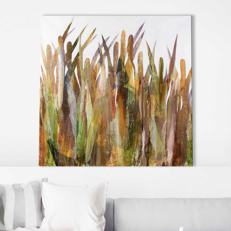 Quenouilles II - Peinture, Toile tendue, H 28 po x l 28 po x P 1,5 po