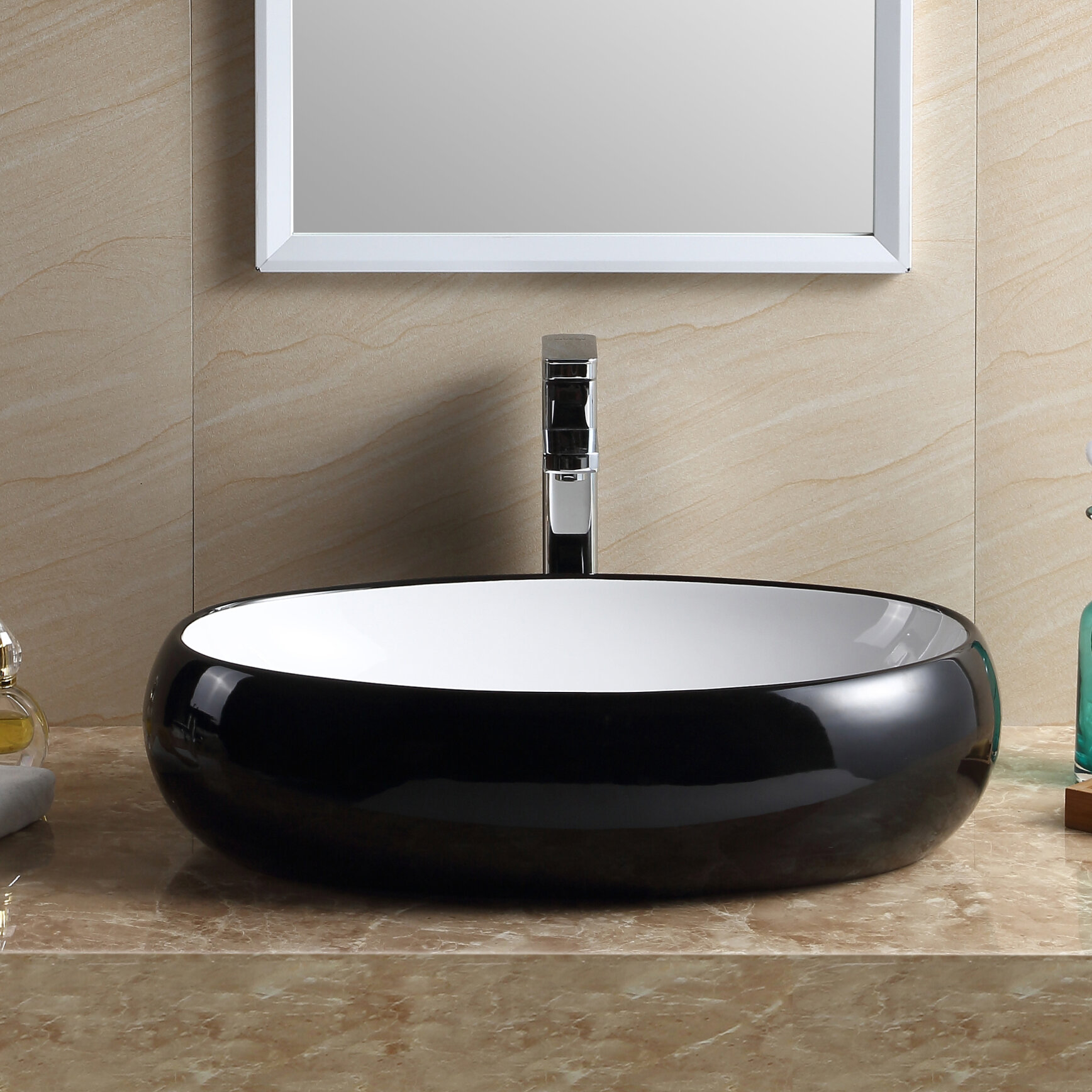 Fine Fixtures Modern Ceramic Oval Vessel Bathroom Sink with Overflow &  Reviews