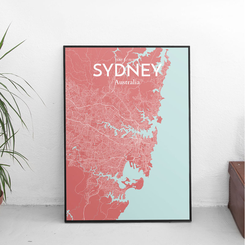 Sydney City Map 1 Piece Wall Art, 91.4cm H x 61cm W x 0.13cm D