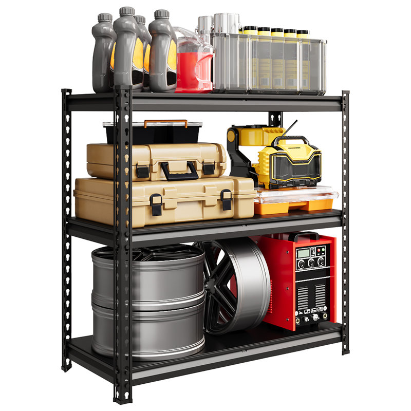 3-Tier Adjustable Storage Shelving Unit, Heavy Duty Metal Rack, Modular Storage Organizer for Garage, Pantry, Basement & Warehouse, Black, 36"W x 16"D x 36"H
