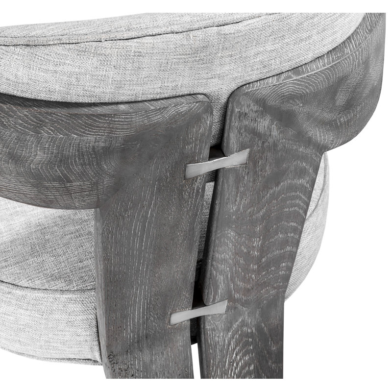 Maryl 20'' H Linen Upholstered Oak Armchair, Heathered Gray, Gray Wash