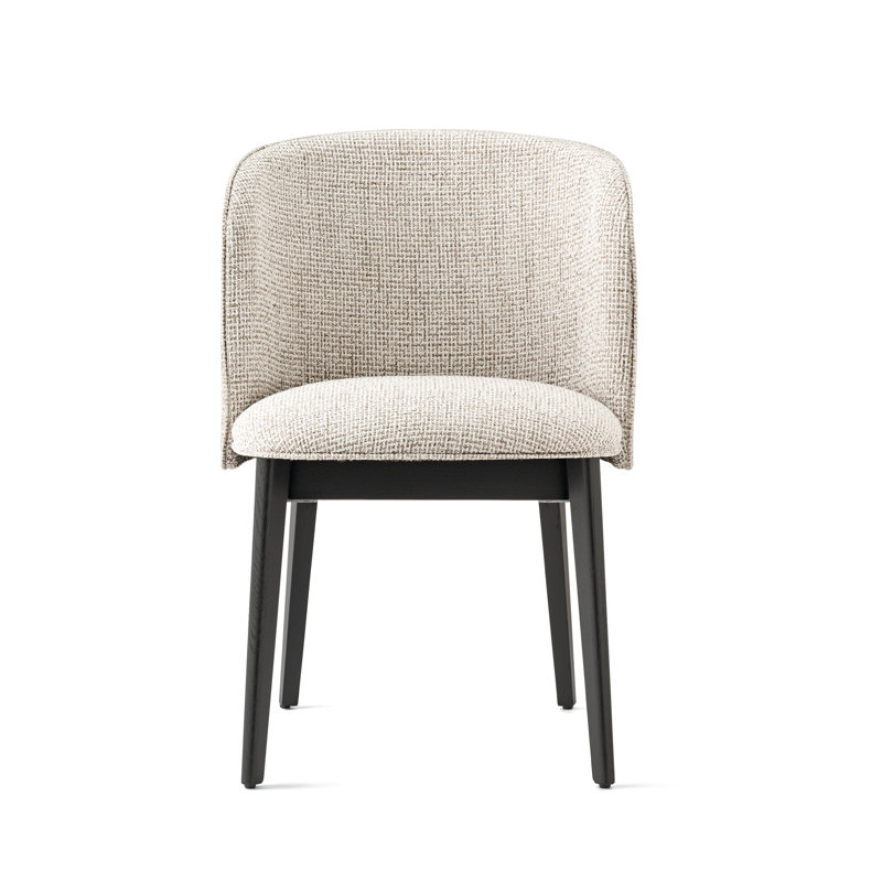 Abrey Upholstered Armchair with Wooden Base, Matt Black, Hemp