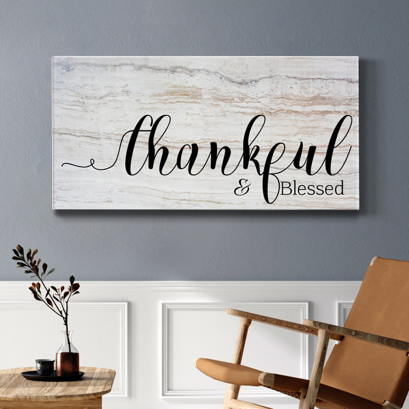 Thankful & Blessed - Impression sur toile tendue, H 20 po x l 40 po x P 1,5 po