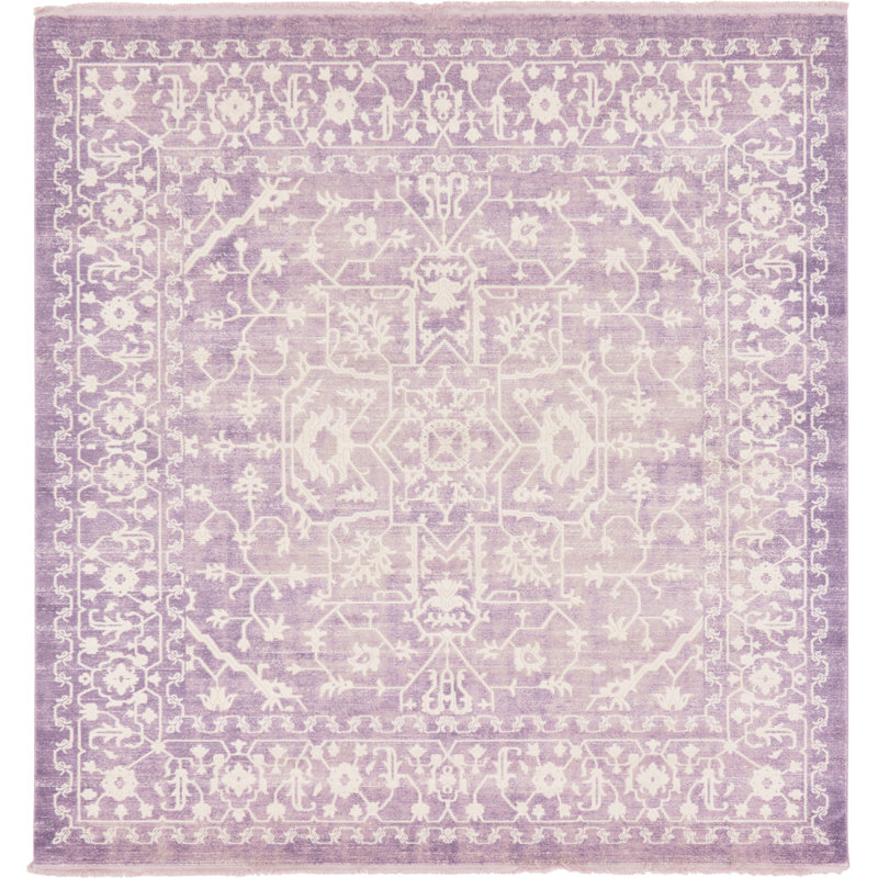 Tapis oriental mauve / ivoire Danit, Carré 8 pi