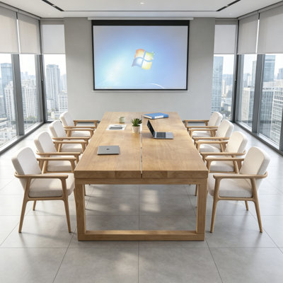 Simple Solid Wood Pine Conference Table