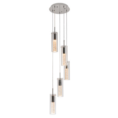 Modern, Chromed Finished Pendant Light with Bubble Glass for Kitchen Island