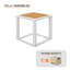 Table d'appoint d'extérieur carrée, structure en aluminium, plateau de table imitation bois