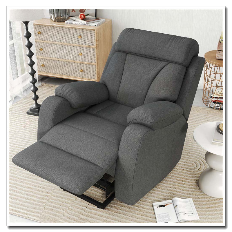 Power Lift Chair Recliner, Snowflake Velvet Fabric, Dark Gray