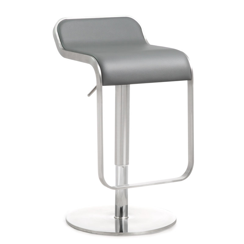 Swivel Upholstered Adjustable Height Counter Stool with Metal Frame, Gray