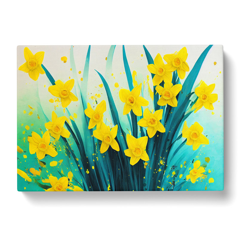 Daffodil Flower Splash Vol.4 - Wrapped Canvas, 50cm H x 76cm W x 3cm D
