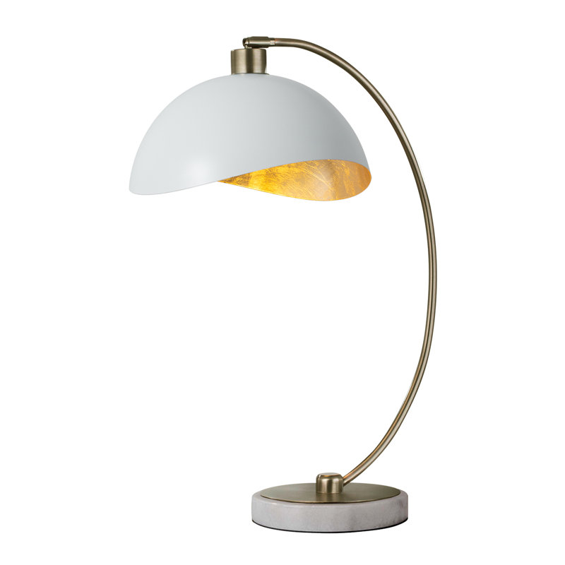 Lampe de table Luna Bella - 28 po, base en marbre, gradateur, Blanc, Blanc