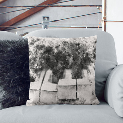 Broken Piano Keys Abstract Cushion with Filling