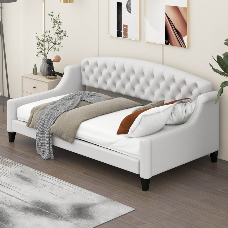 Lit de jour capitonné de luxe Horskins, Beige