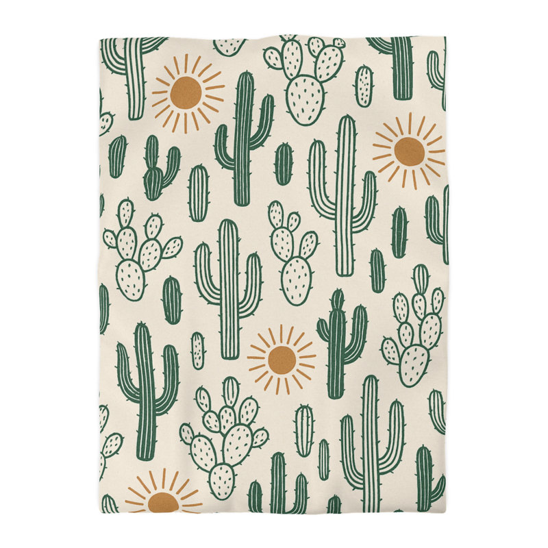 Microfiber Duvet Cover Boho Style, Design 17, Twin XL Duvet Cover, Green/Yellow/Cream