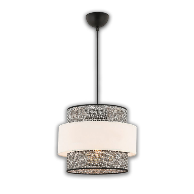 Lustre cylindrique en métal 1 lumière, Blanc / Gris, Noir