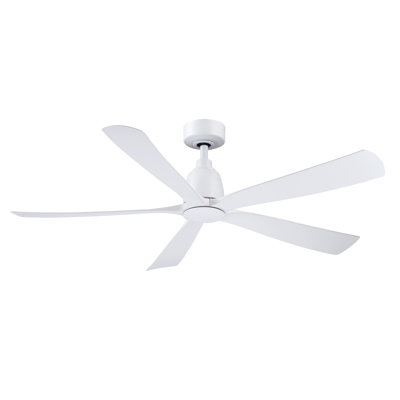Kute5 52 inch Indoor/Outdoor Smart Ceiling Fan with Remote Control - Matte White with Matte White blades