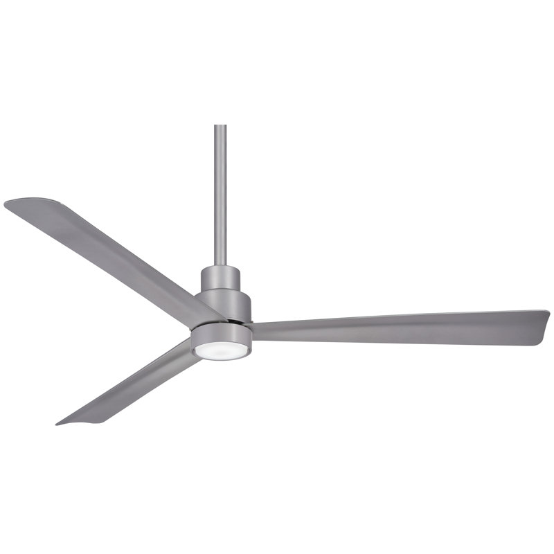 52" Simple 3 - Blade Outdoor Standard Ceiling Fan with Remote Control, Silver