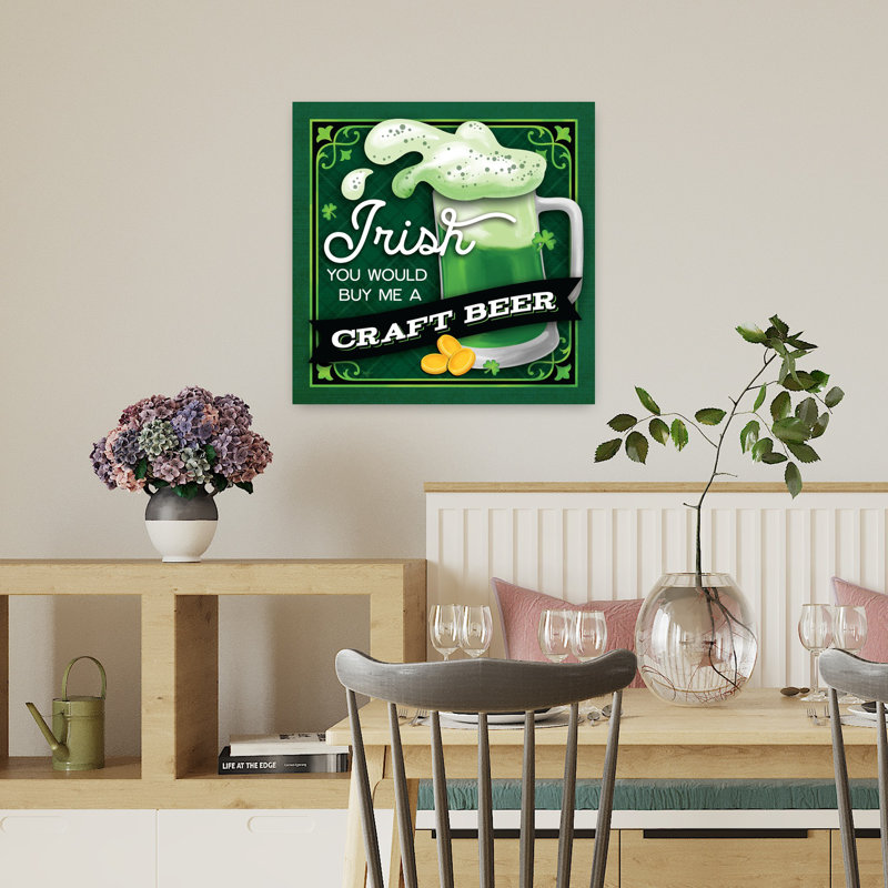 Art contemporain fantaisiste irlandais bière irlandaise, H 18 po x l 18 po
