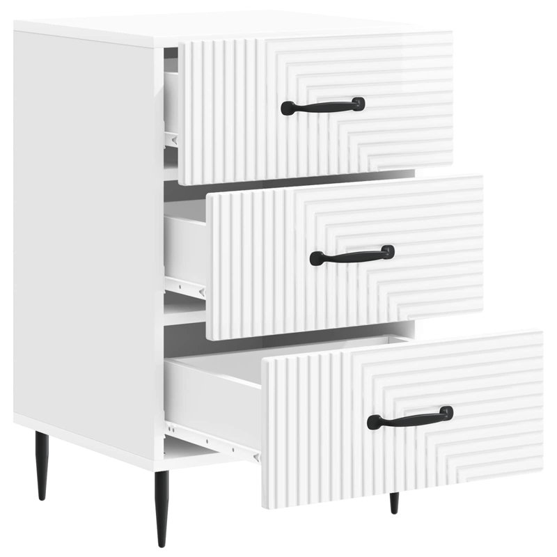 43cm W Manufactured Wood Bedside Table, High Gloss White