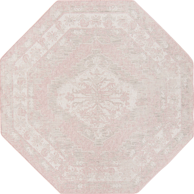 Tapis d'extérieur couleur nil rose, Ovale 5 pi 3 po x 7 pi 10 po