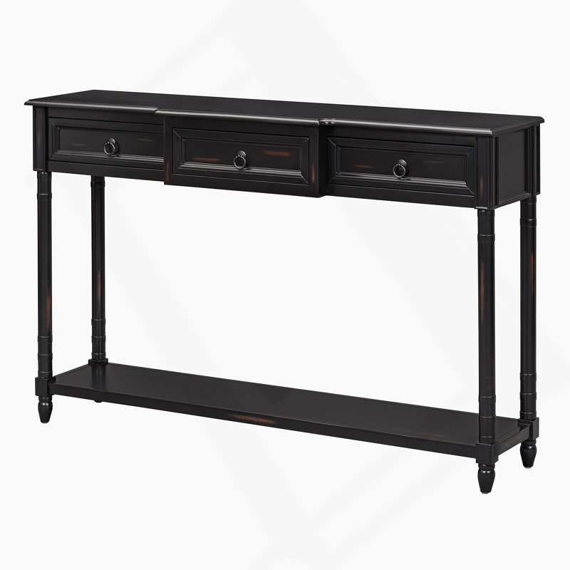 Console Table Sofa Table with Drawers for Entryway with Projecting Drawers, Espresso