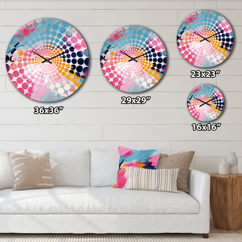 «Colorful Paint Swirl Bliss - Horloge murale abstraite», Grand