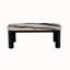 Table basse carrée marron moderne avec finition imitation marbre panda et pieds en bois noir, aucun assemblage requis