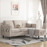 Ebern Designs 78“ Sectional Sofa Couch For Living Room | Convertible Linen Sofa Chaise With Reversible Storage Ottoman | Modern Modular Sofa With 2 Side Pockets | Small Sofa For Small Places