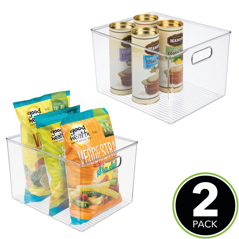 mDesign Plastic Storage Organizer Large Kitchen Container Bin - 2 Pack - Clear