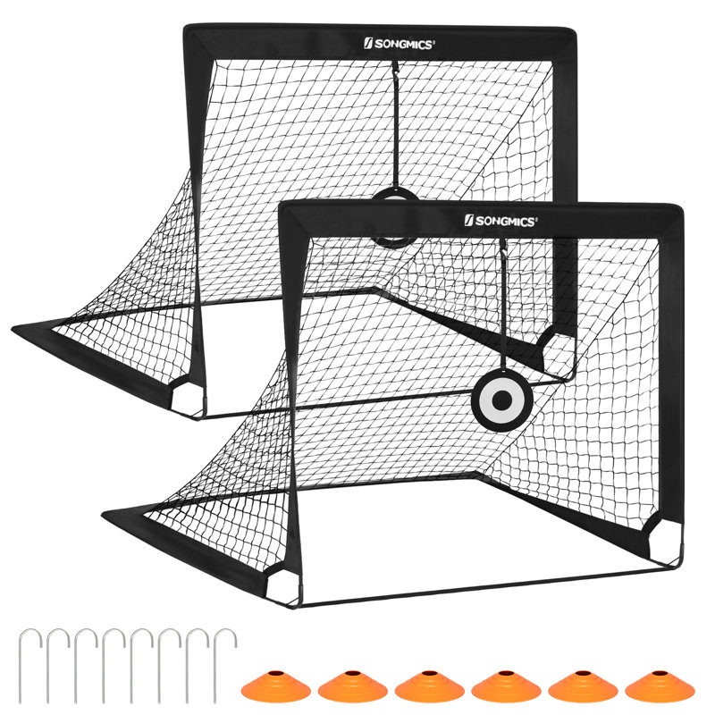 Songmics 120x91x91cm Steel Foldable Football Net with Carrying Case, Black